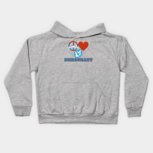 Peace, Love, and Democracy Retro Red, White, and Blue Style Kids Hoodie